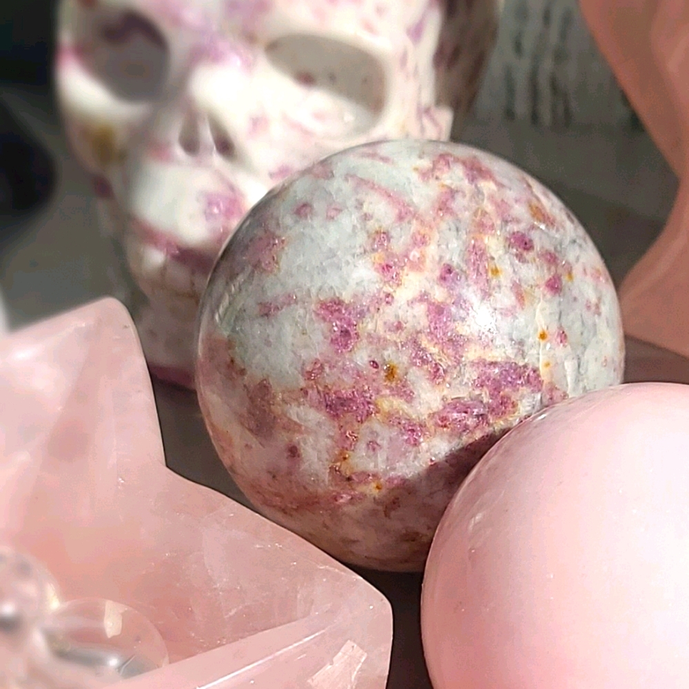 LAST ONE! Pink hand carved ruby tourmaline large spheres - Picture 1 of 7